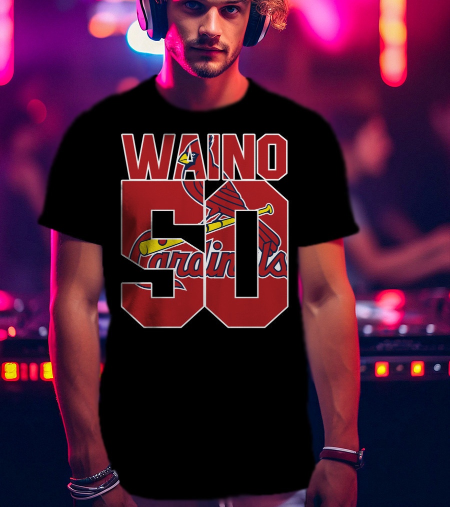 Waino 50 St. Louis Cardinals Iconic Logo Adam Wainwright T-Shirt