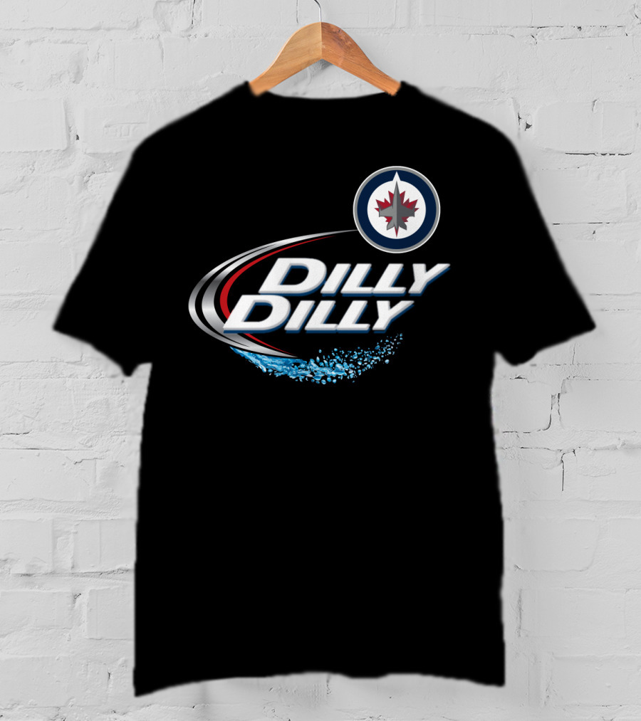 Winnipeg Jets Dilly Dilly Hockey Fan Slogan With Team Logo And Ice Splash T-Shirt