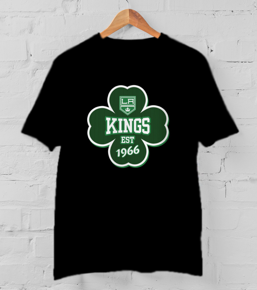 Los Angeles Kings St Patrick's Day Shamrock Logo Est 1966 T-Shirt