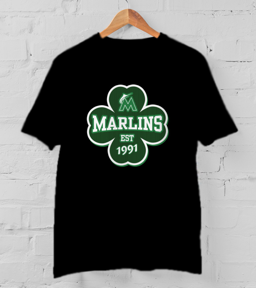 Miami Marlins Est 1991 Shamrock Graphic St Patrick's Day T-Shirt