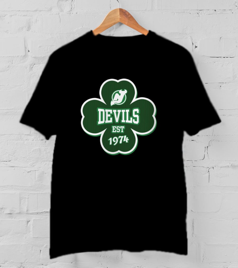 New Jersey Devils Shamrock St. Patrick's Day Est 1974 T-Shirt