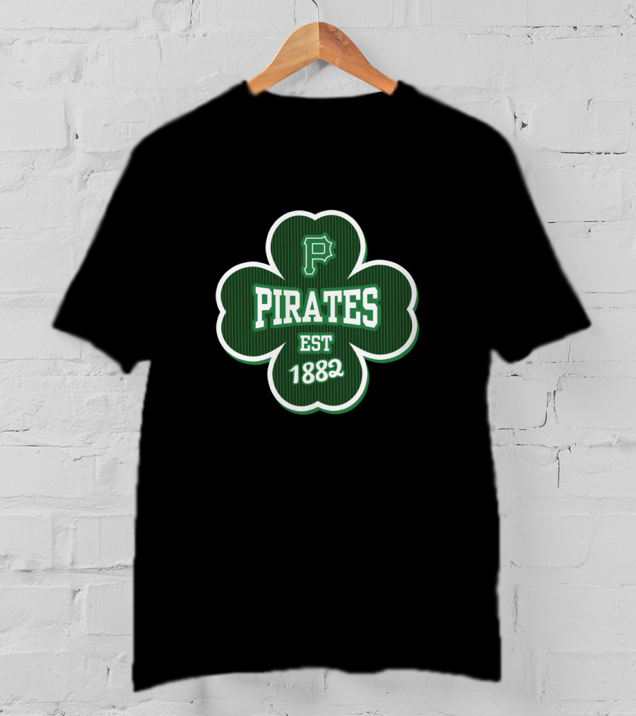 Pittsburgh Pirates St Patrick's Day Clover Logo Est 1882 T-Shirt