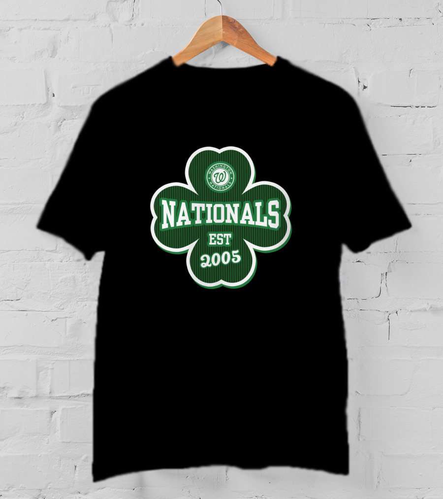Washington Nationals Nationals Est 2005 Four-Leaf Clover St Patrick's Day T-Shirt