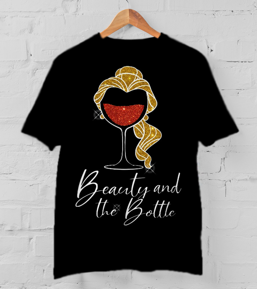 Beauty And The Bottle Sparkling Wine Lover's Glam T-Shirt