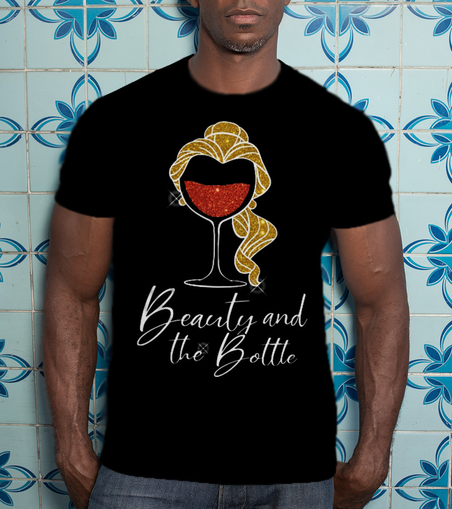 Beauty And The Bottle Sparkling Wine Lover's Glam T-Shirt