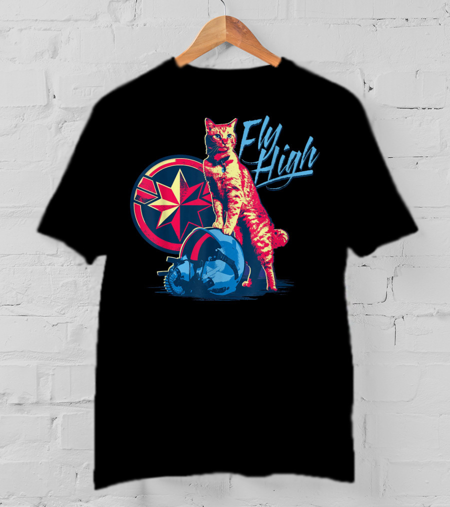 Captain Marvel Goose Fly High Star Emblem Pilot Helmet T-Shirt