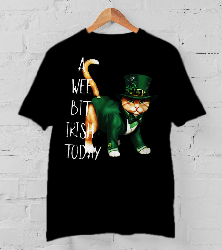 A Wee Bit Irish Today Cat In Green St. Patrick's Day Attire T-Shirt