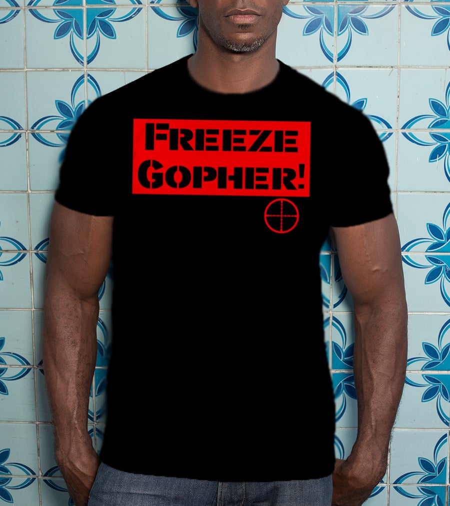 Freeze Gopher Red Stencil With Crosshair Target T-Shirt