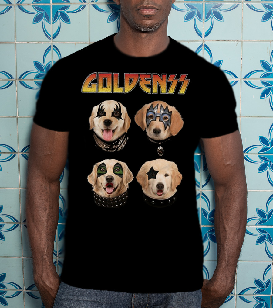GOLDENSS With Dogs In Iconic Rock Band Makeup Styles T-Shirt