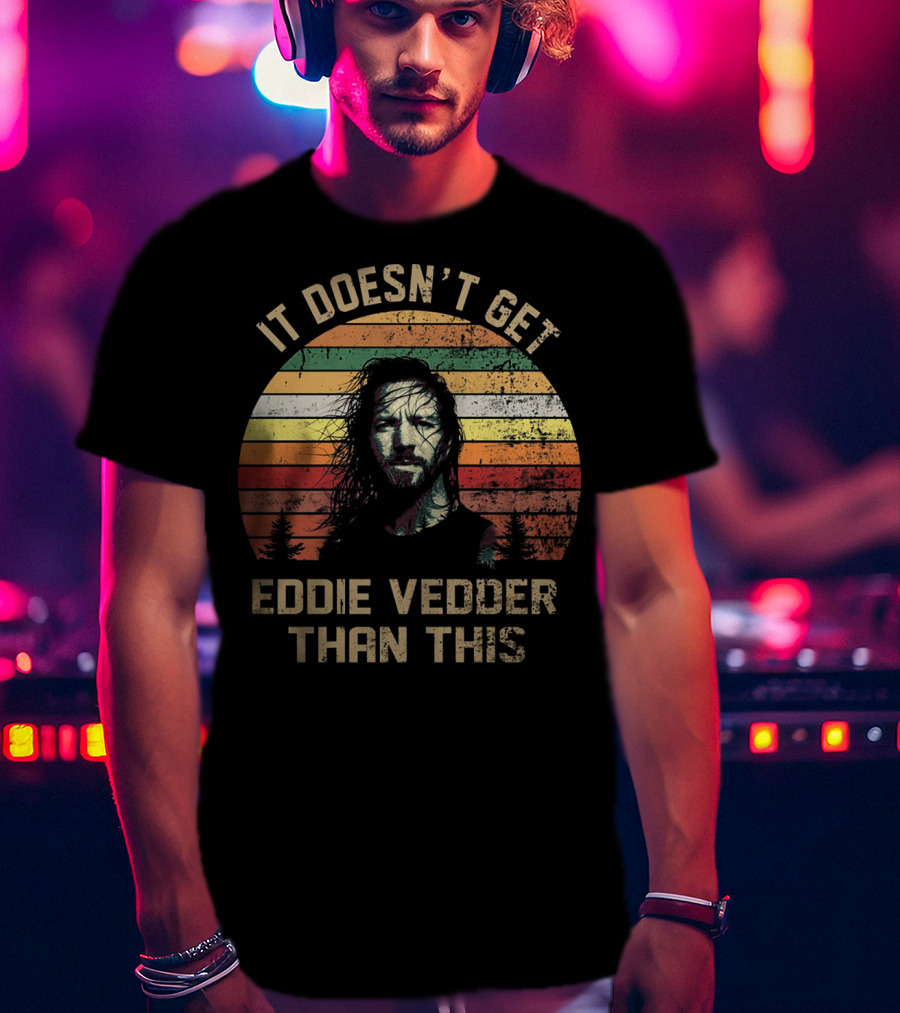 It Doesn't Get Eddie Vedder Than This Vintage Striped Sunset Forest T-Shirt