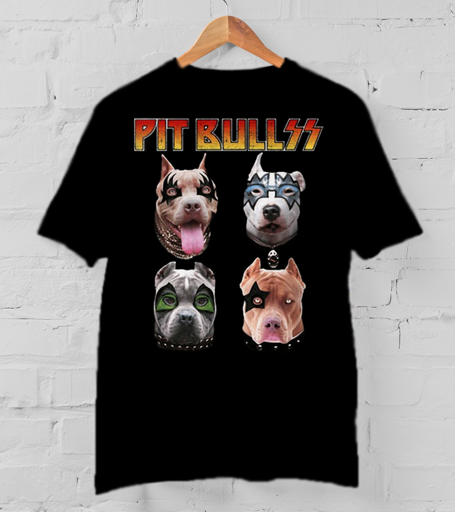 Pit Bullss With Rock Band Makeup T-Shirt
