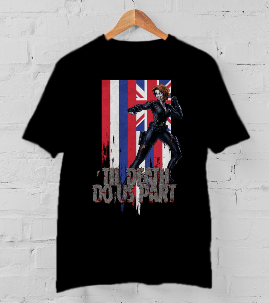 Black Widow Hawaiian Flag 'Til Death Do Us Part T-Shirt