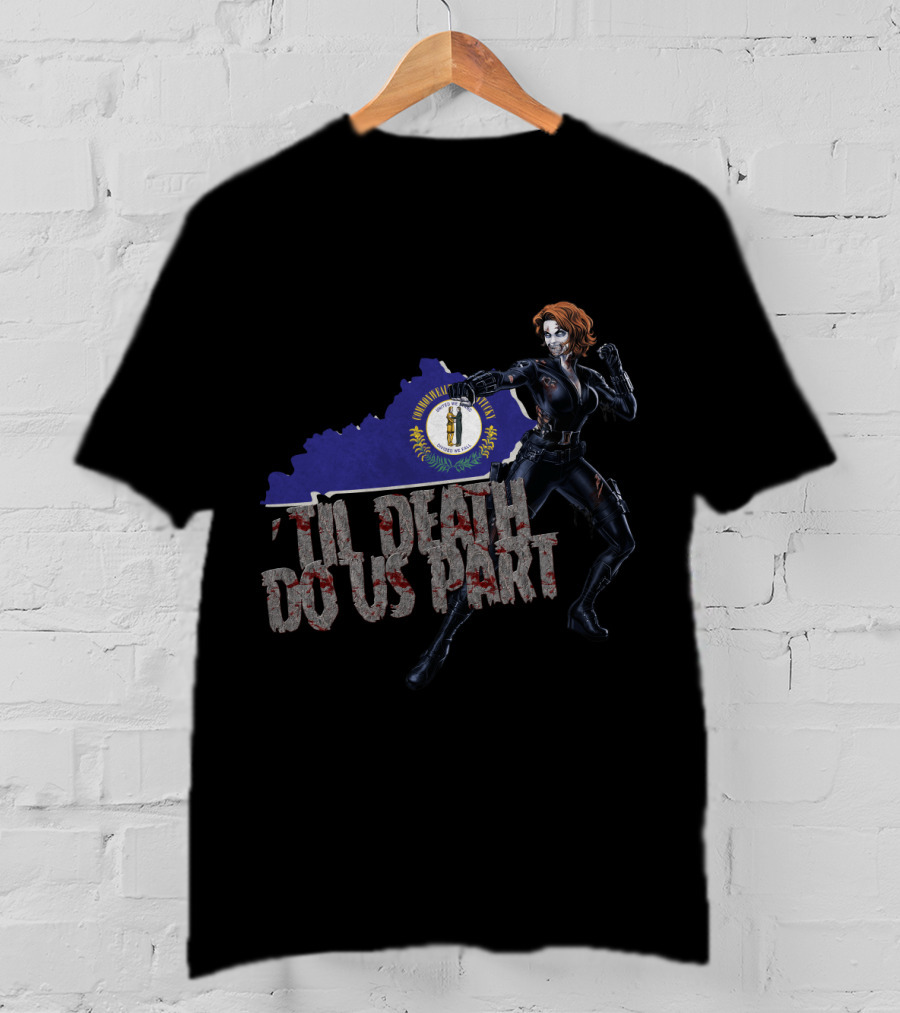 Til Death Do Us Part Black Widow Kentucky State Flag T-Shirt