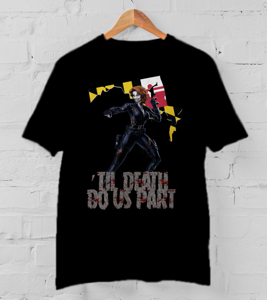 Til Death Do Us Part Black Widow Maryland Map T-Shirt