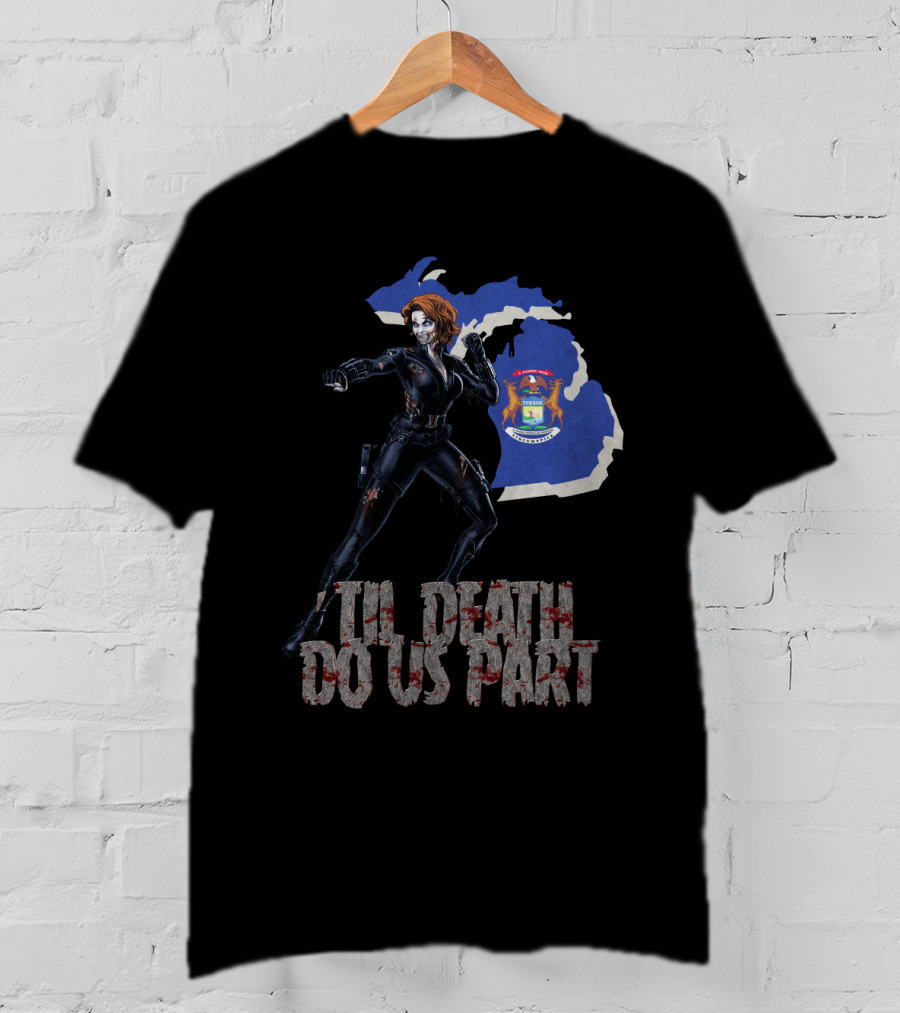 Til Death Do Us Part Black Widow Michigan State T-Shirt