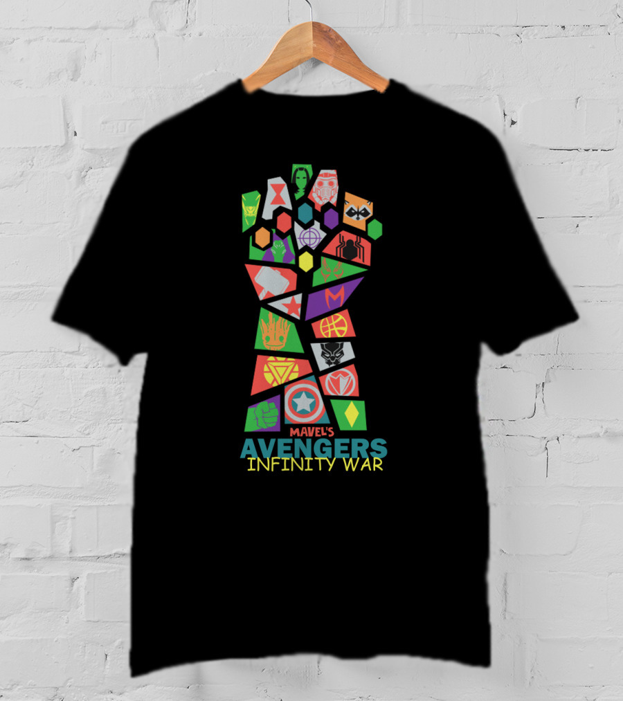 Marvel's Avengers Infinity War Colorful Gauntlet With Iconic Hero T-Shirt