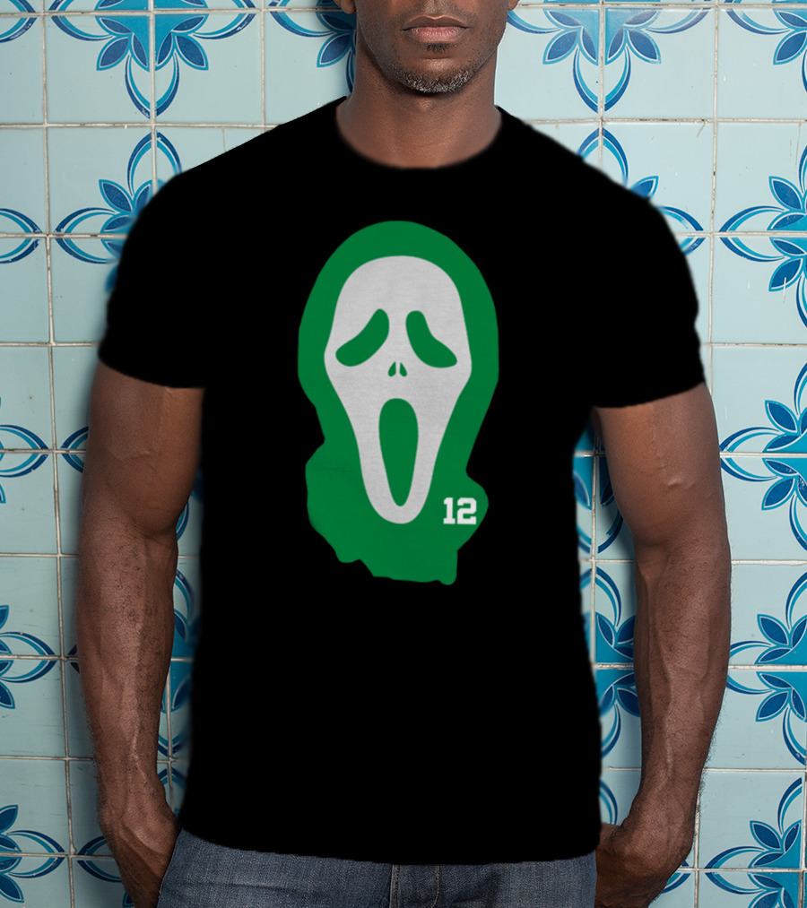 Basketball Team Scary Terry Rozier Scream Mask Number 12 Green T-Shirt