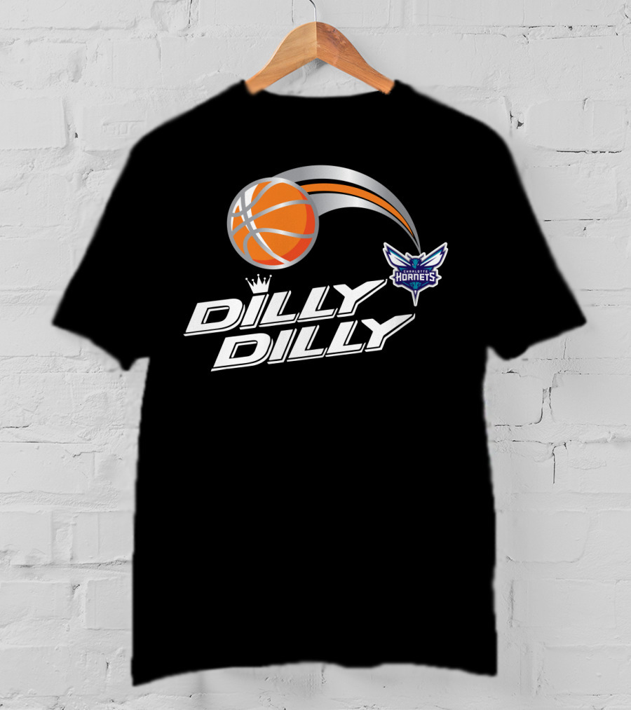 Charlotte Hornets Dilly Dilly Basketball Logo With Orange Ball And Crown T-Shirt