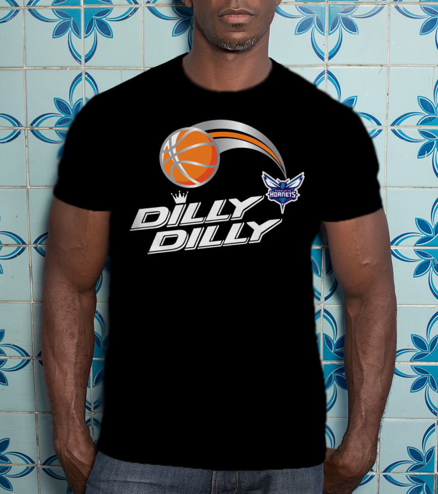 Charlotte Hornets Dilly Dilly Basketball Logo With Orange Ball And Crown T-Shirt