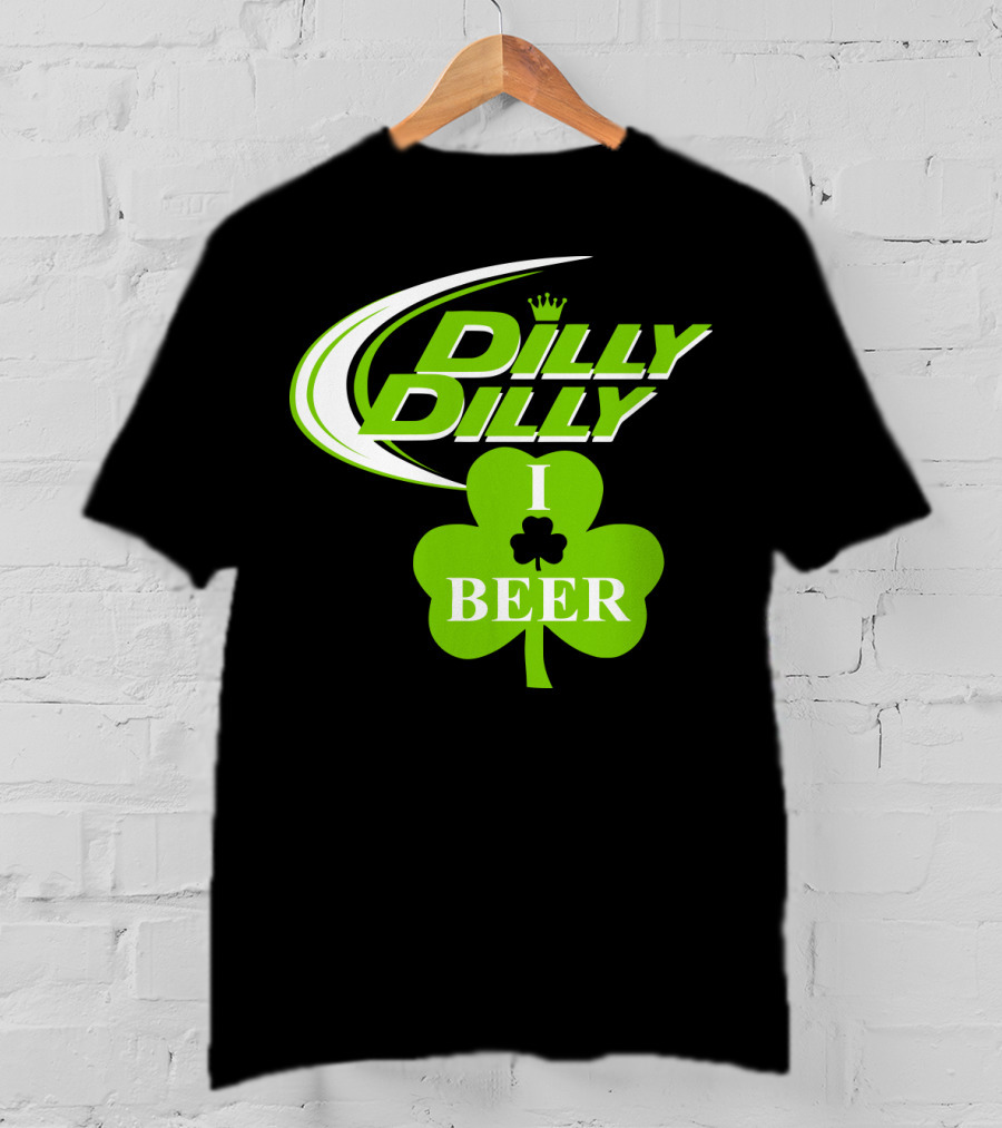 Dilly Dilly I Shamrock Beer Green Clover With Crown T-Shirt