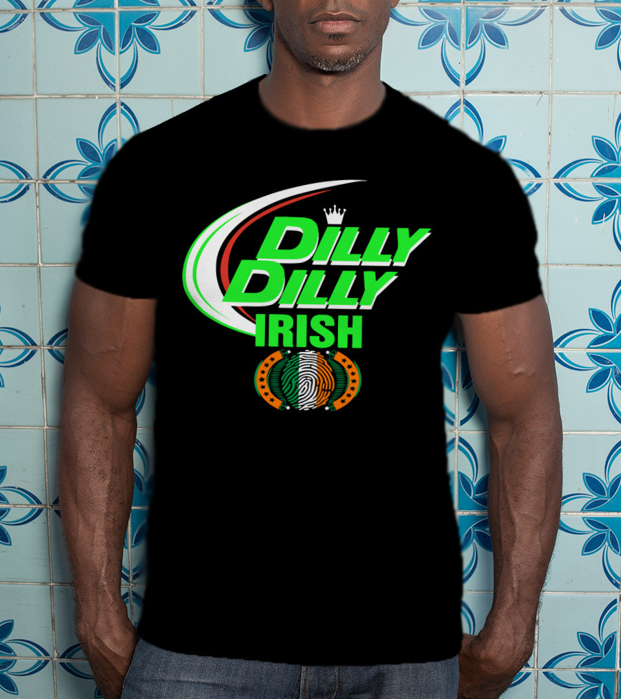 Dilly Dilly Irish St Patrick's Day With Irish Flag And Crown Motif T-Shirt