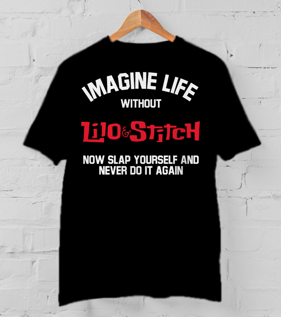 Imagine Life Without Lilo And Stitch Now Slap Yourself And Never Do It Again T-Shirt