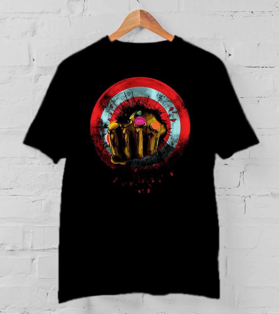 Infinity War Thanos Gauntlet Breaking Captain America Shield T-Shirt