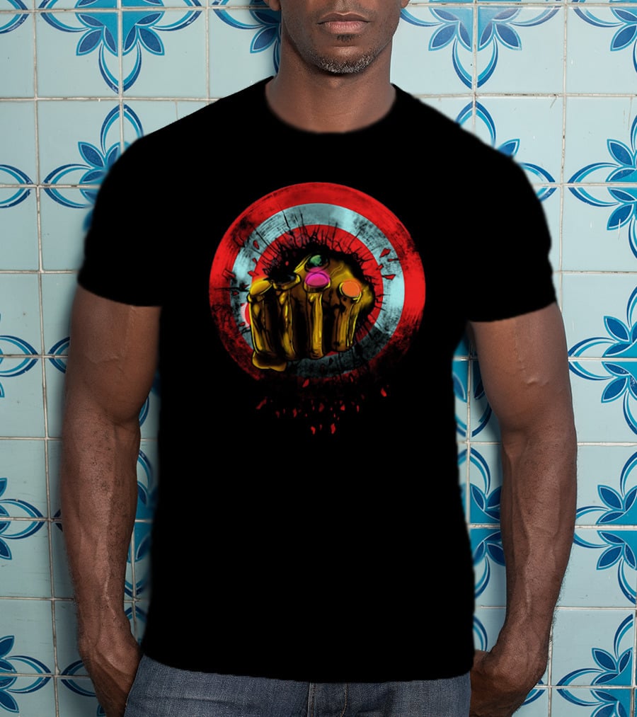 Infinity War Thanos Gauntlet Breaking Captain America Shield T-Shirt