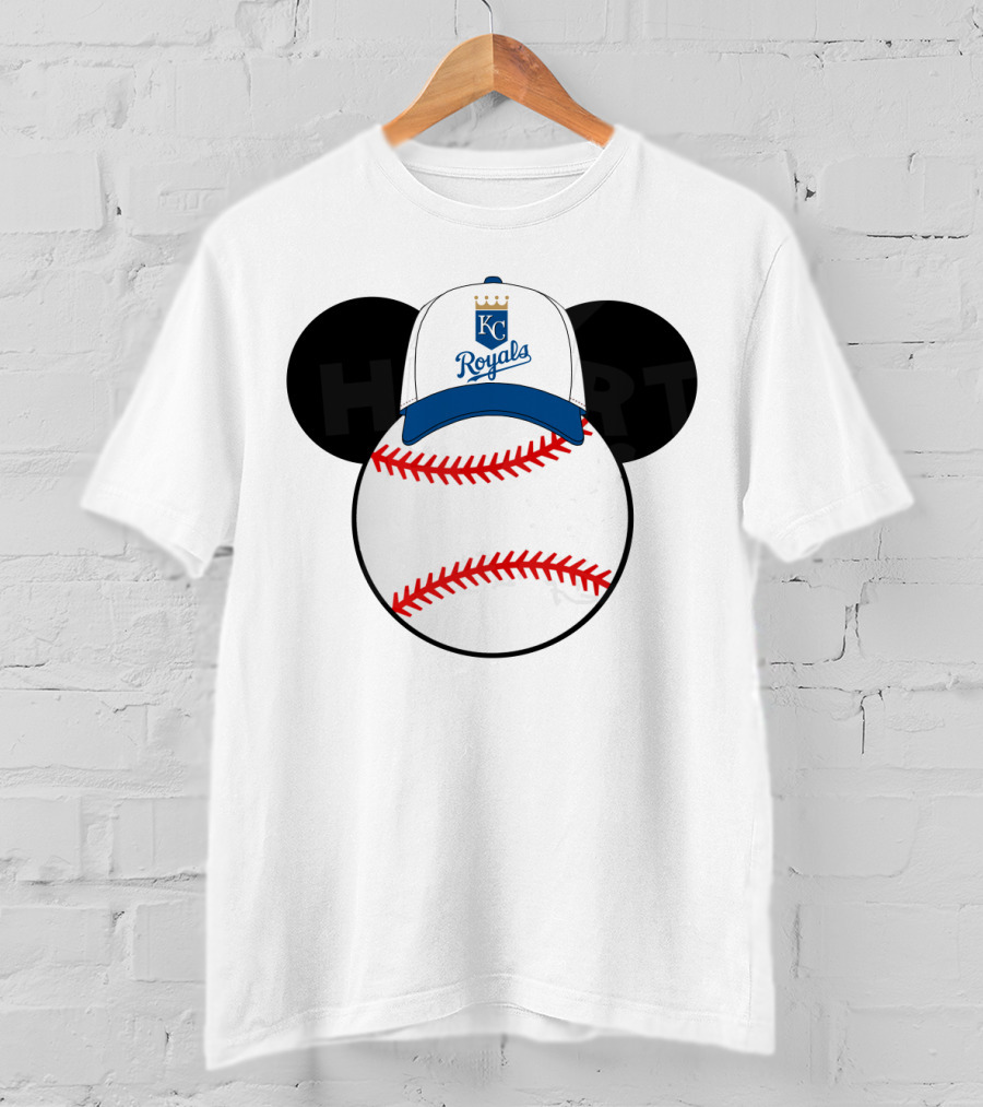 Kansas City Royals Baseball Cap Mickey Ears Heart T-Shirt
