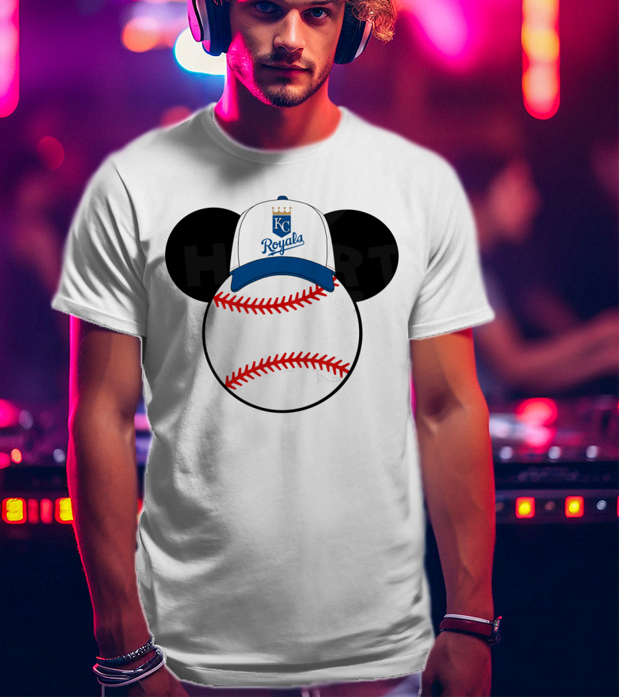 Kansas City Royals Baseball Cap Mickey Ears Heart T-Shirt