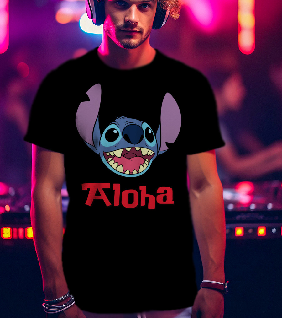 Lilo And Stitch Aloha Stitch Iconic Blue Character Smile T-Shirt