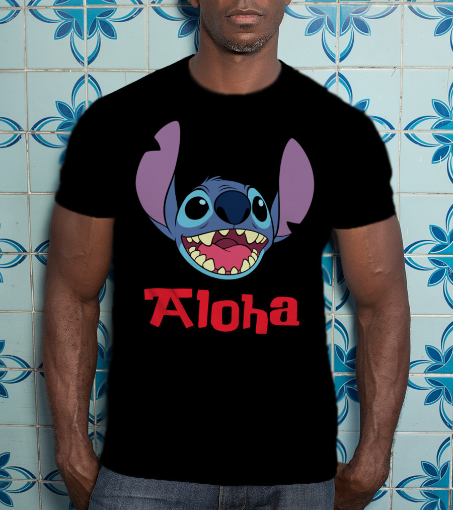 Lilo And Stitch Aloha Stitch Iconic Blue Character Smile T-Shirt