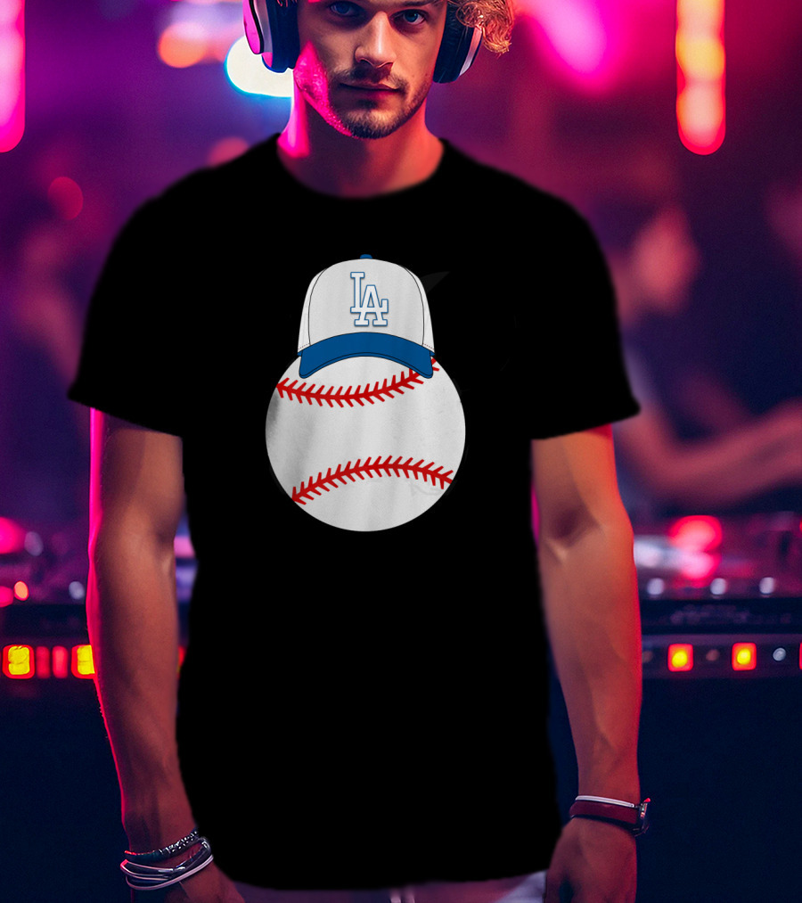Mickey Baseball Los Angeles Dodgers LA Cap T-Shirt