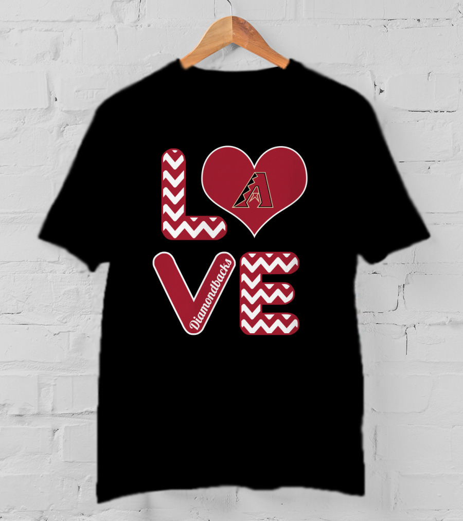 Love Diamondbacks Chevron Heart Arizona Baseball Fans T-Shirt