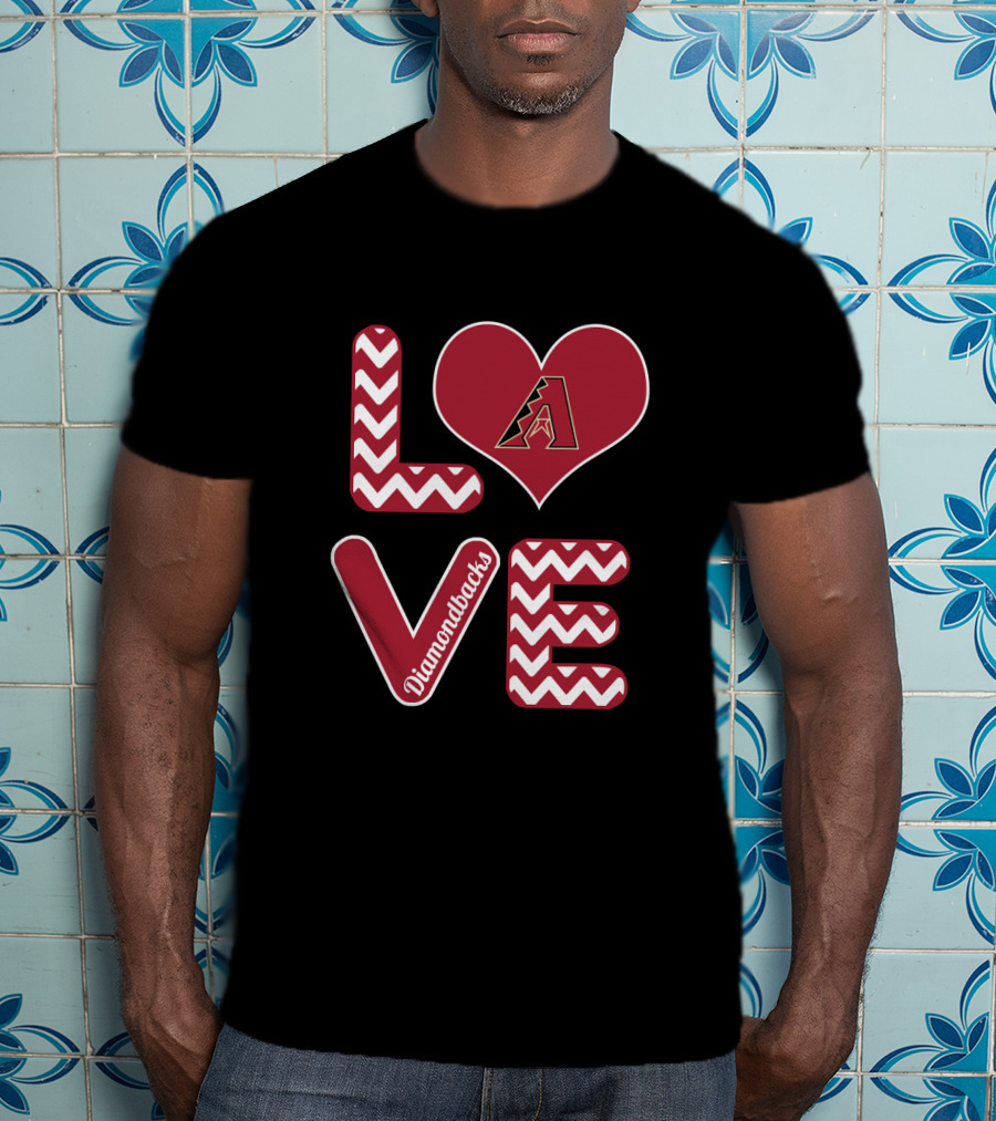 Love Diamondbacks Chevron Heart Arizona Baseball Fans T-Shirt