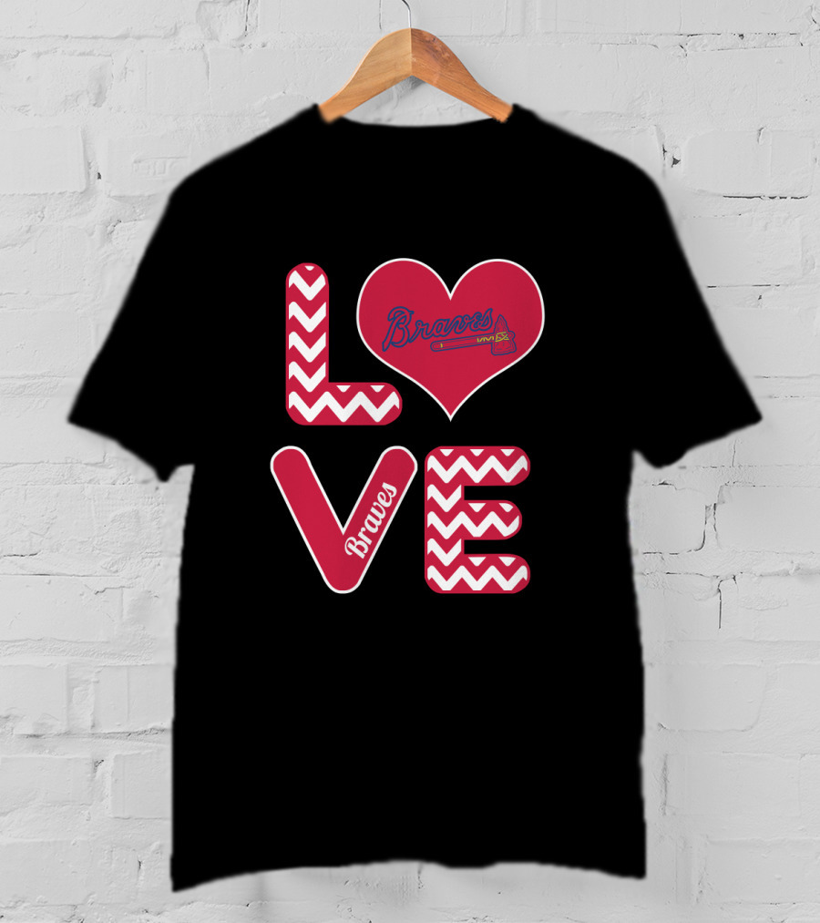 Love Braves Fans Heart Chevron Baseball T-Shirt