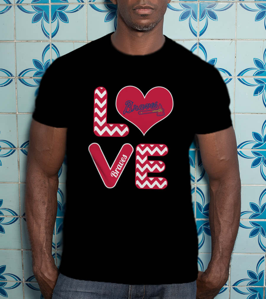 Love Braves Fans Heart Chevron Baseball T-Shirt