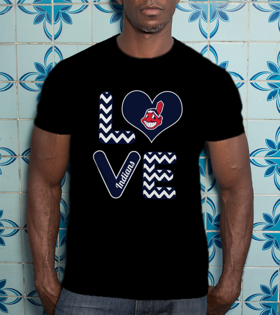 Love Heart Chevron Indians Fan Baseball Cleveland T-Shirt