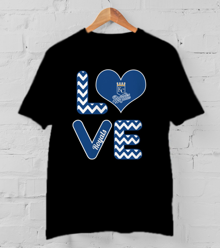Kansas City Royals Love Heart Chevron Fans Baseball T-Shirt