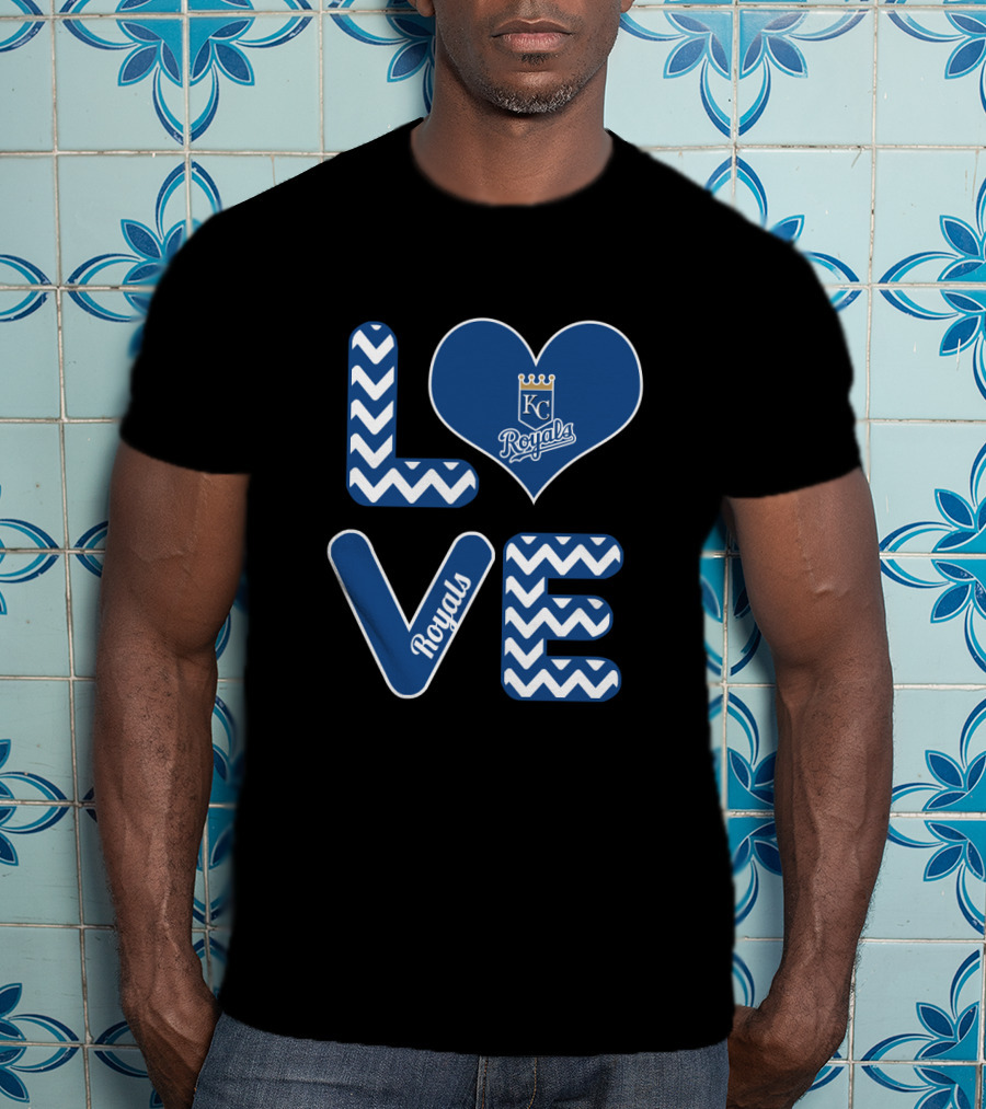 Kansas City Royals Love Heart Chevron Fans Baseball T-Shirt