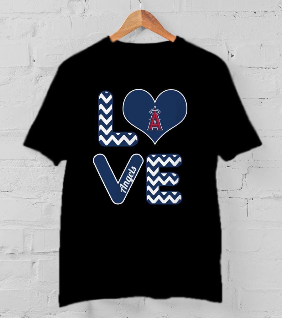 Love Angels Heart Chevron Design For Los Angeles Baseball Fans T-Shirt