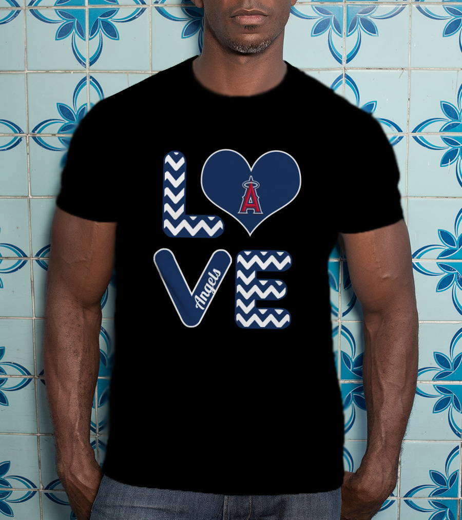 Love Angels Heart Chevron Design For Los Angeles Baseball Fans T-Shirt