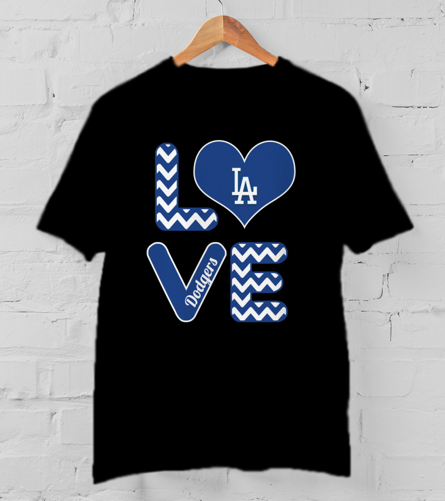 Los Angeles Dodgers Heart Love Pattern Fans Baseball T-Shirt
