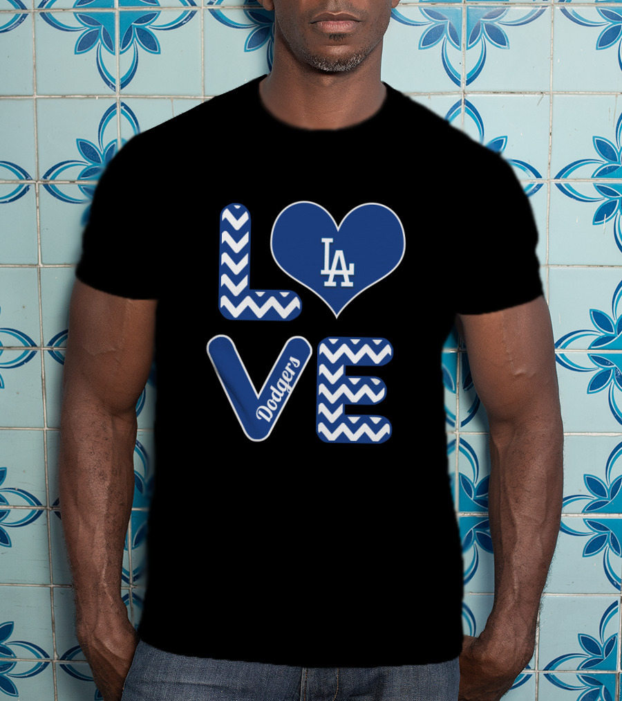 Los Angeles Dodgers Heart Love Pattern Fans Baseball T-Shirt