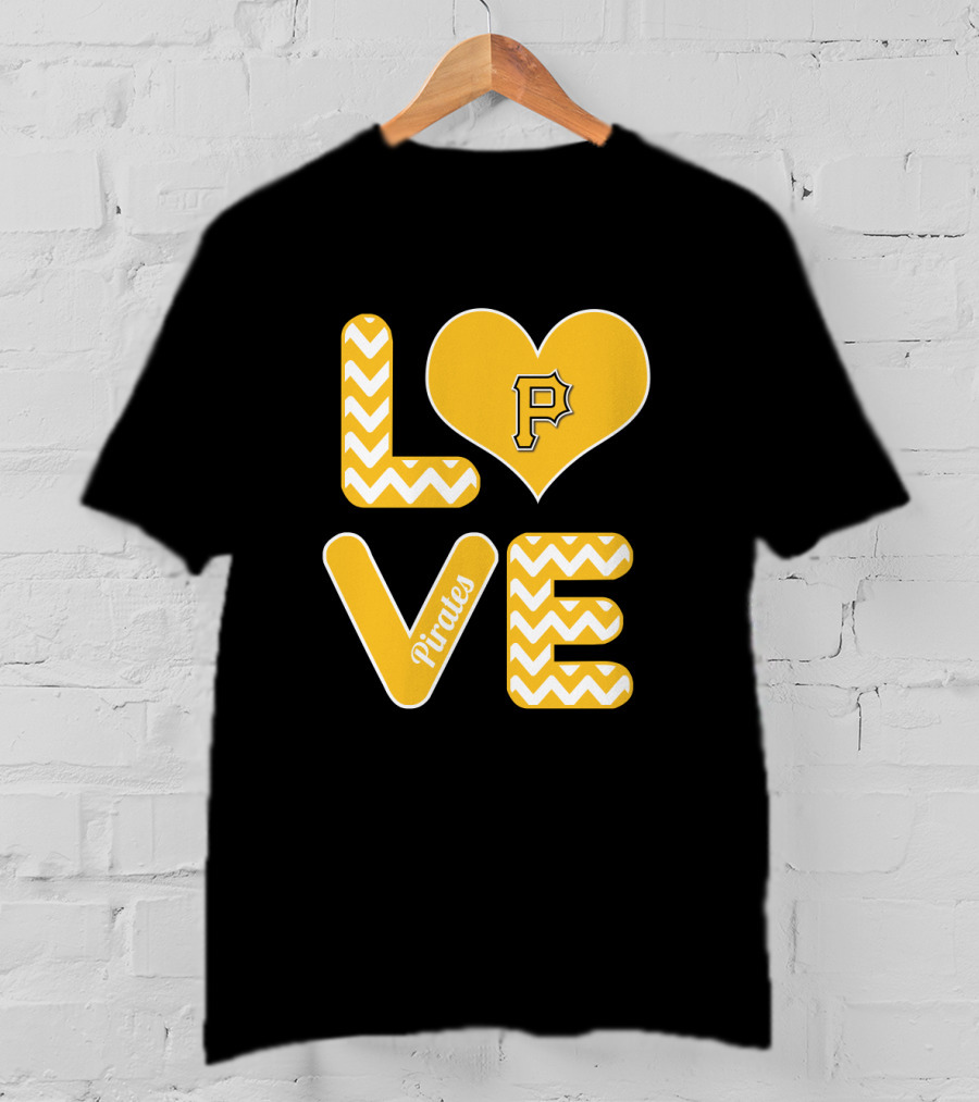 Love Pittsburgh Pirates Heart Design For Fans Baseball T-Shirt