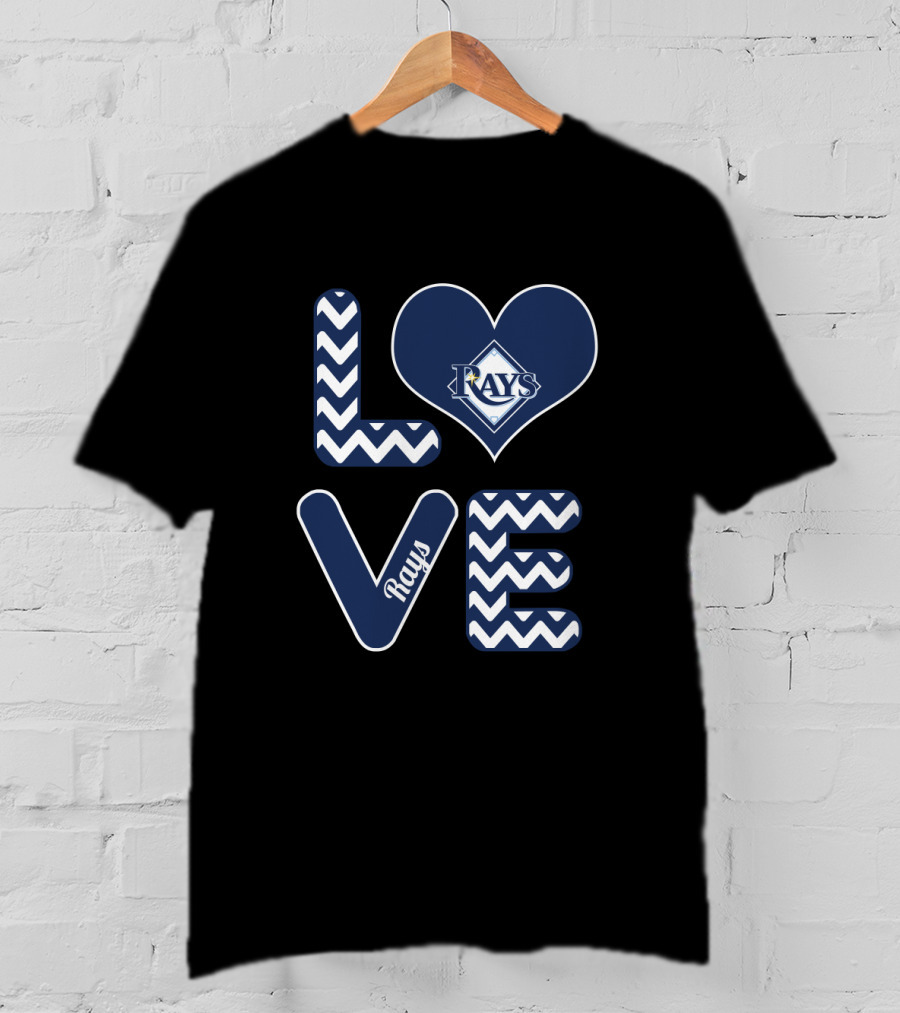 Love Tampa Rays Fans Heart Baseball Chevron T-Shirt