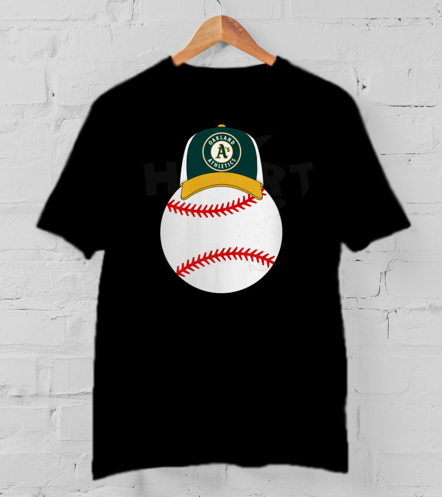 Oakland Athletics Baseball With Mickey Mouse Ears Hat T-Shirt