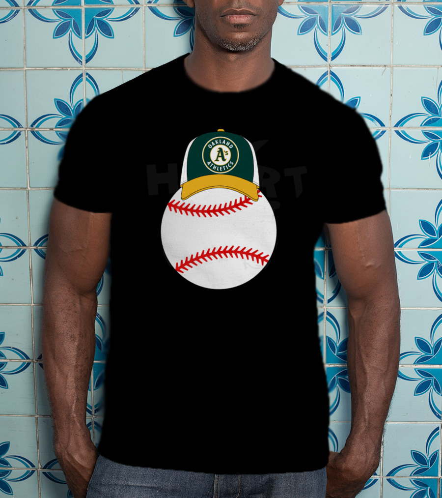 Oakland Athletics Baseball With Mickey Mouse Ears Hat T-Shirt