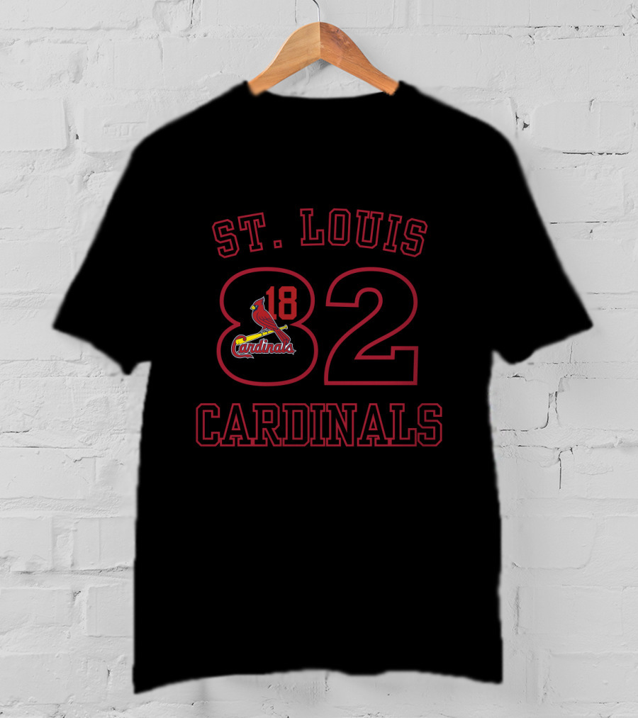St Louis Cardinals 1882 Logo With Red Bird And Baseball Bat T-Shirt