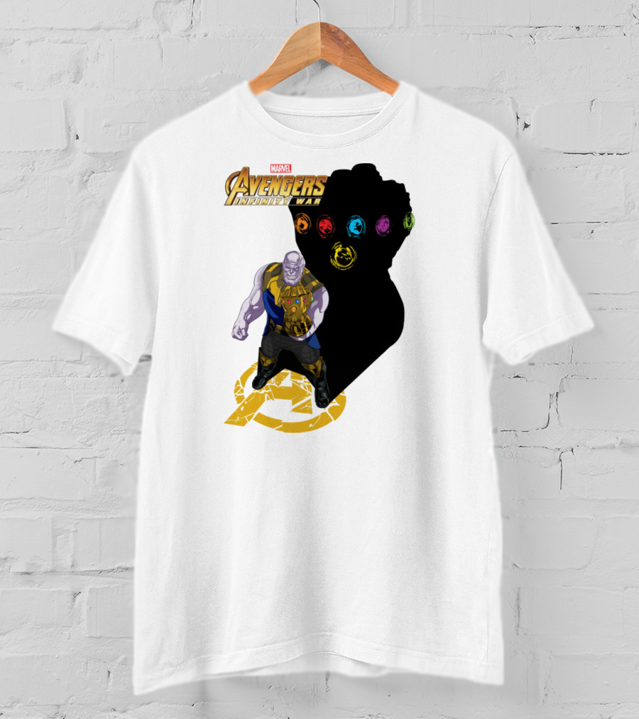 Avengers Infinity War Thanos With Gauntlet And Infinity Stones Shadow Marvel T-Shirt